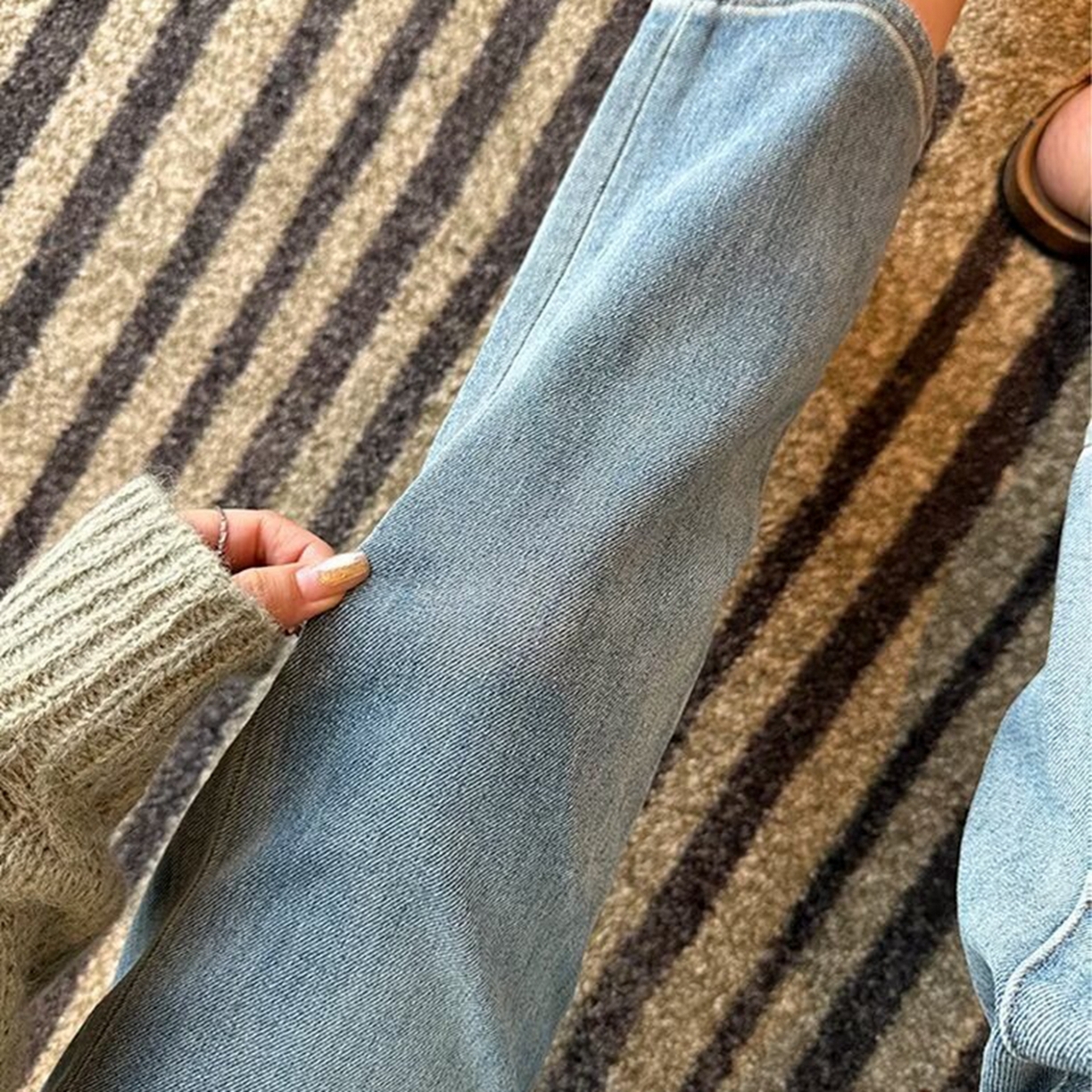 91家纺网 家纺一手货源 找家纺 （总）洛兰沙家居馆【只代发】【只代发】 2025新款大码胖mm美式高街直筒牛仔裤女高腰宽松显瘦九分烟管裤子牛仔裤3