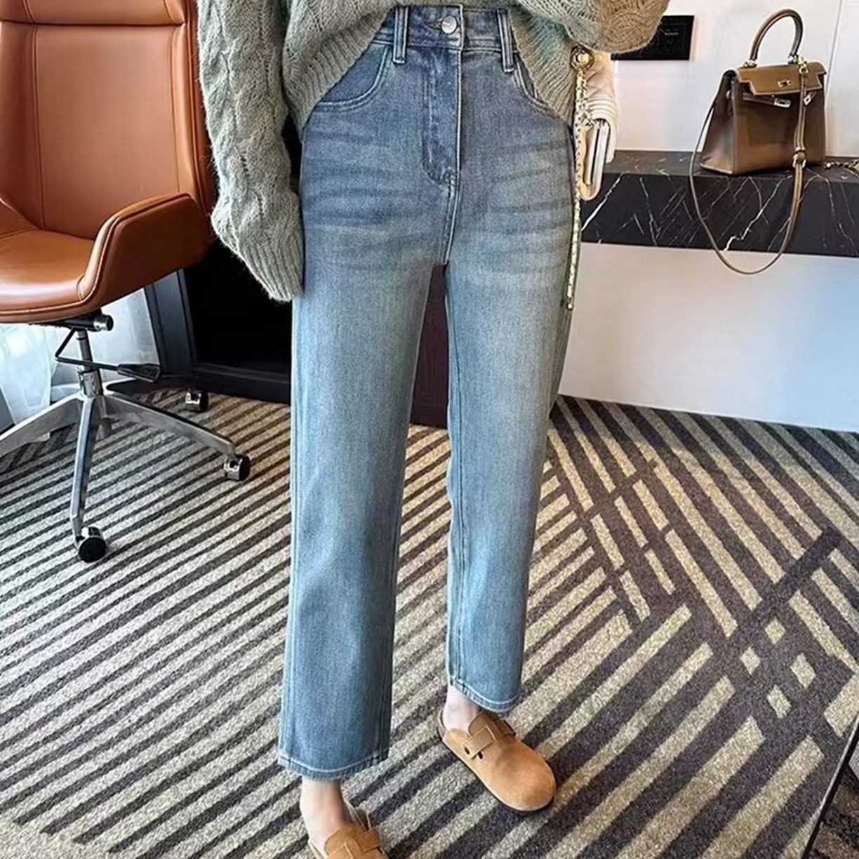 91家纺网 家纺一手货源 找家纺 （总）洛兰沙家居馆【只代发】【只代发】 2025新款大码胖mm美式高街直筒牛仔裤女高腰宽松显瘦九分烟管裤子牛仔裤3