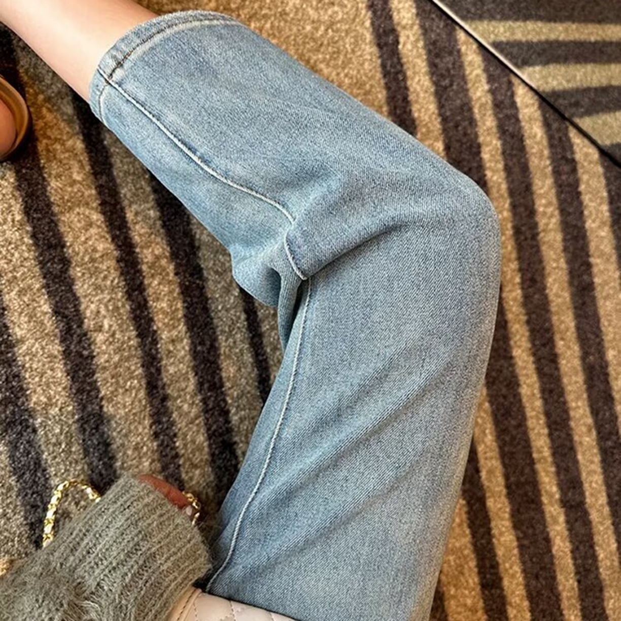 91家纺网 家纺一手货源 找家纺 （总）洛兰沙家居馆【只代发】【只代发】 2025新款大码胖mm美式高街直筒牛仔裤女高腰宽松显瘦九分烟管裤子牛仔裤3