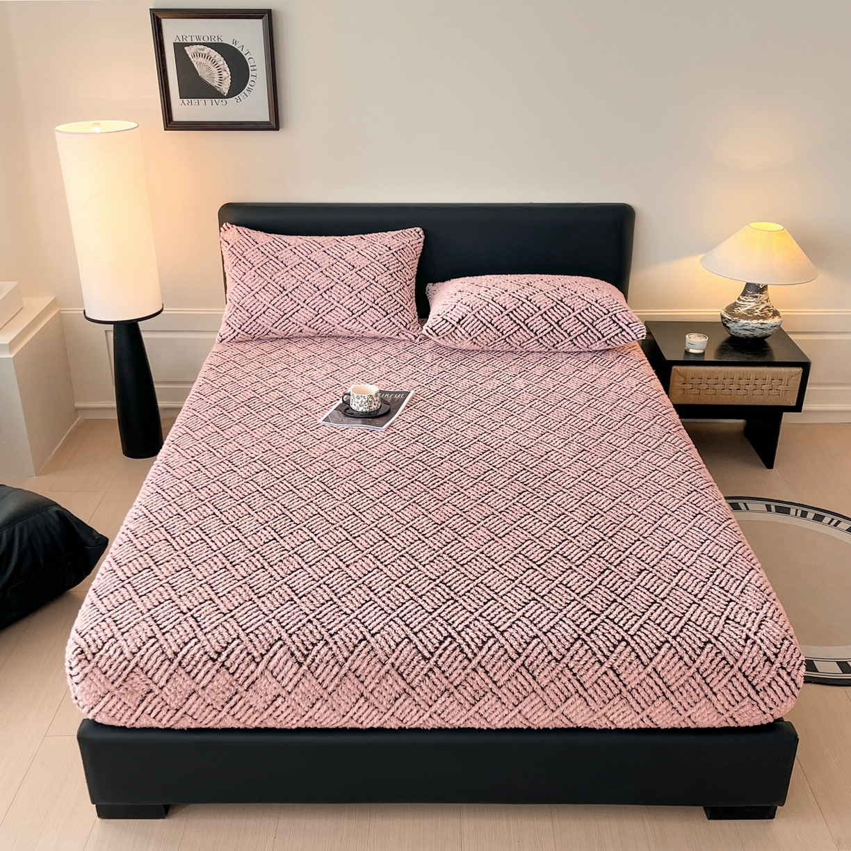 91家纺网 家纺一手货源 找家纺 （总）莱家富 2025新款A类凉感提花冰丝凉席床裙款