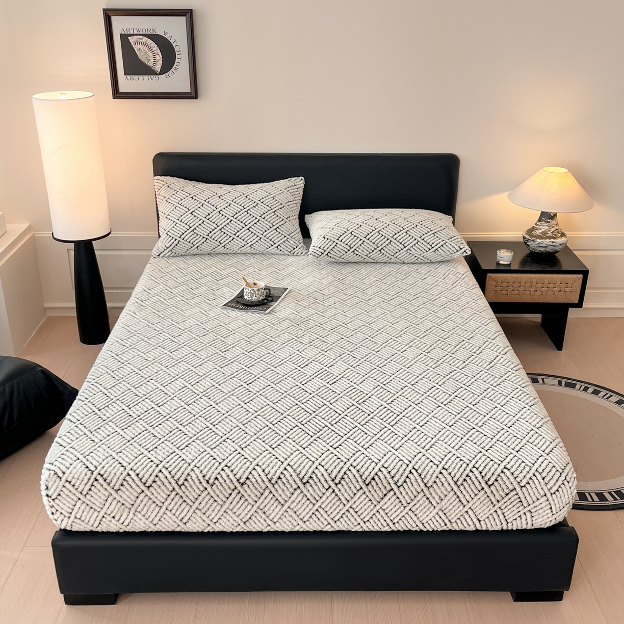 91家纺网 家纺一手货源 找家纺 （总）莱家富 2025新款暖绒舒棉绒床笠-梦境系列（可供跨境外贸抽空压缩爆款首选）