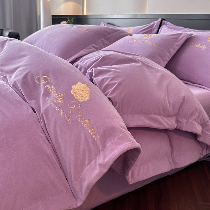 91家纺网 家纺一手货源 找家纺 （总）鸿织源2025新款-茶颜系列 宝宝绒宽边四件套