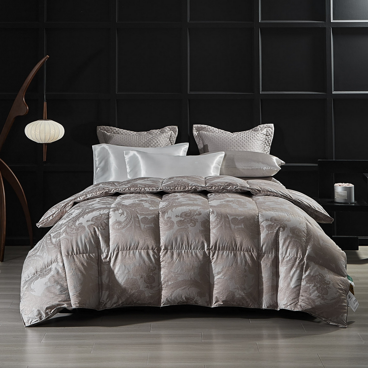 暖羽屋羽绒馆 2025新款羽绒丝被子 鹅毛被 双人羽毛被 2米羽绒被子 婚庆羽绒被芯180s大提花 D浮云 咖灰