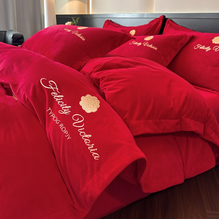 91家纺网 家纺一手货源 找家纺 （总）鸿织源2025新款-茶颜系列 宝宝绒宽边四件套