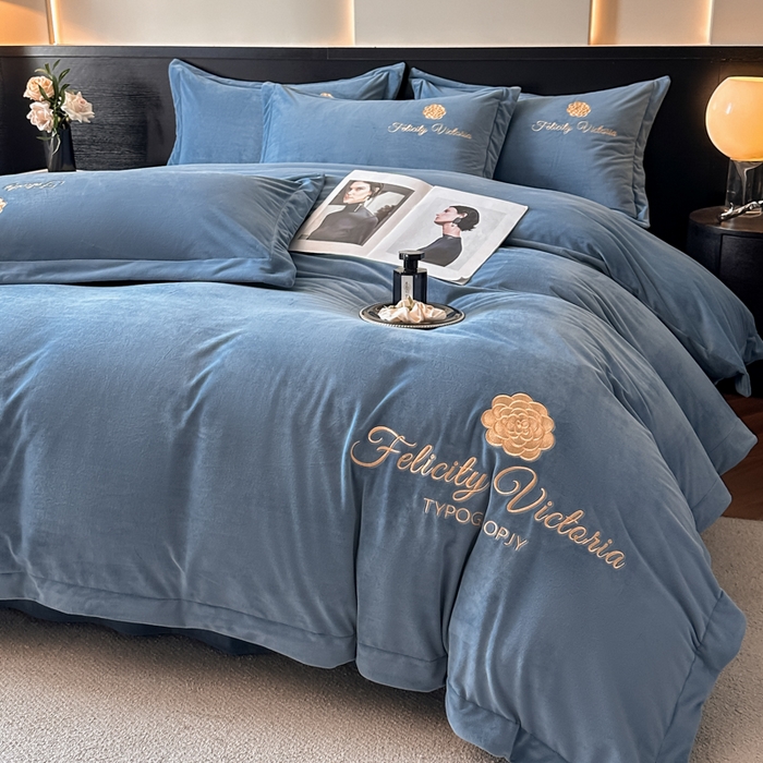 91家纺网 家纺一手货源 找家纺 （总）鸿织源2025新款-茶颜系列 宝宝绒宽边四件套