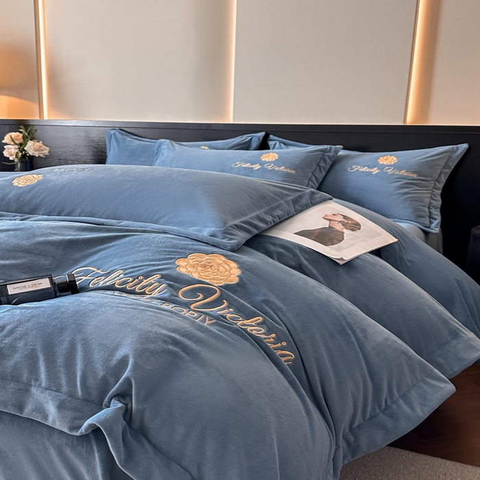 91家纺网 家纺一手货源 找家纺 （总）鸿织源2025新款-茶颜系列 宝宝绒宽边四件套