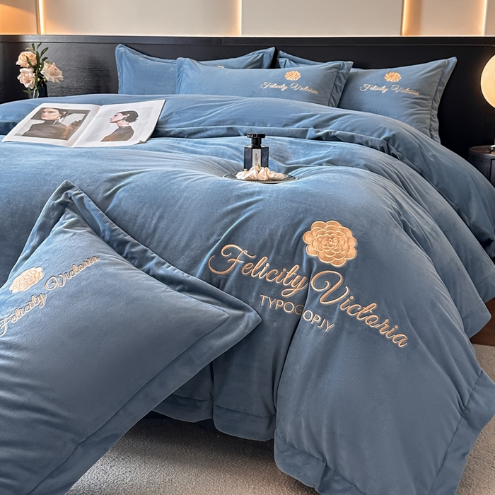 91家纺网 家纺一手货源 找家纺 （总）鸿织源2025新款-茶颜系列 宝宝绒宽边四件套