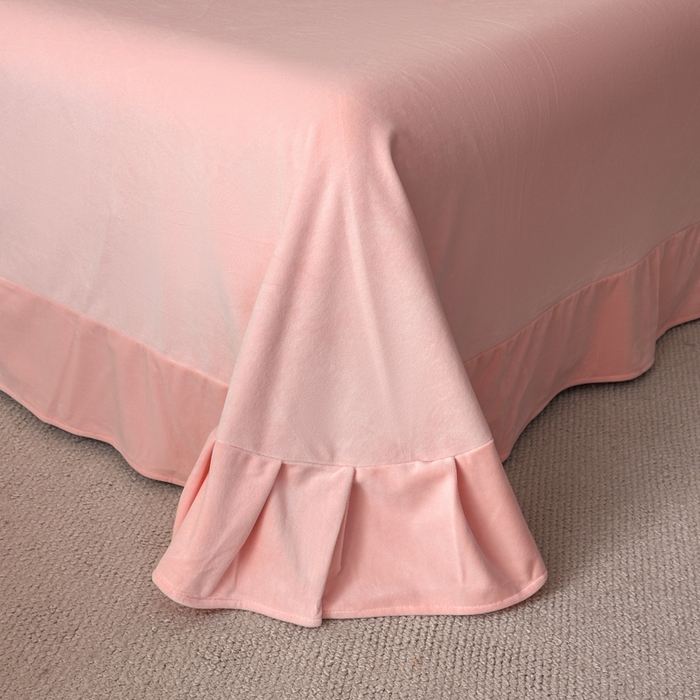 91家纺网 家纺一手货源 找家纺 鸿织源2025新款-茶颜系列 宝宝绒宽边四件套 茶颜-樱粉