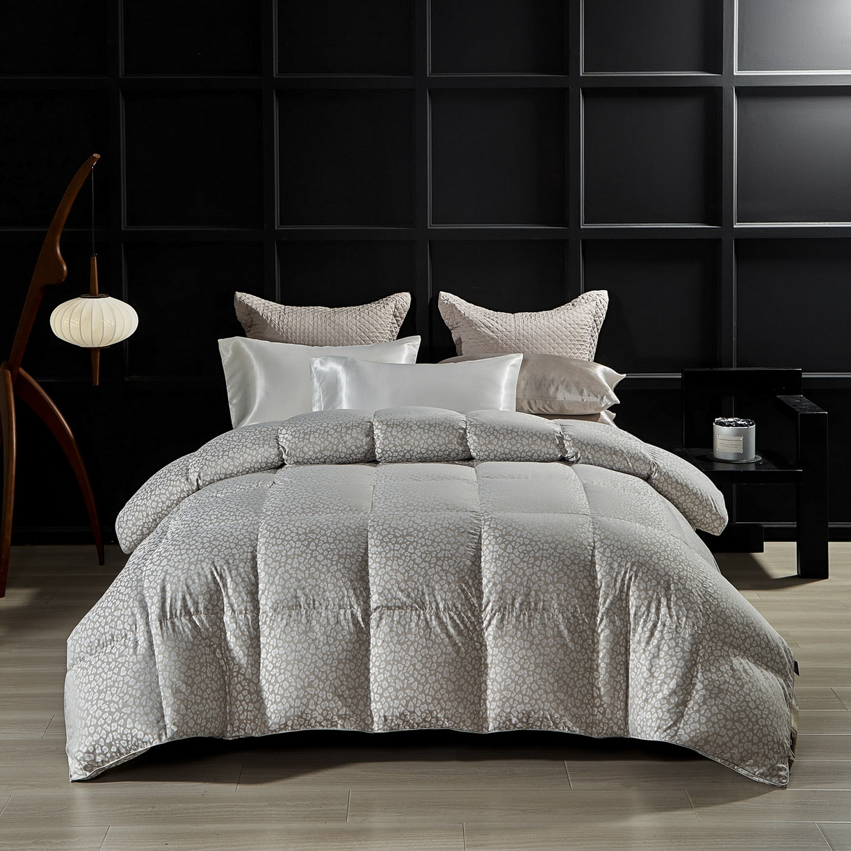 91家纺网 家纺一手货源 找家纺 暖羽屋羽绒馆 2025新款400T鹅绒丝被子 羽绒被双层 秋冬被子羽毛被芯双人加厚春秋被 Q魅惑 灰