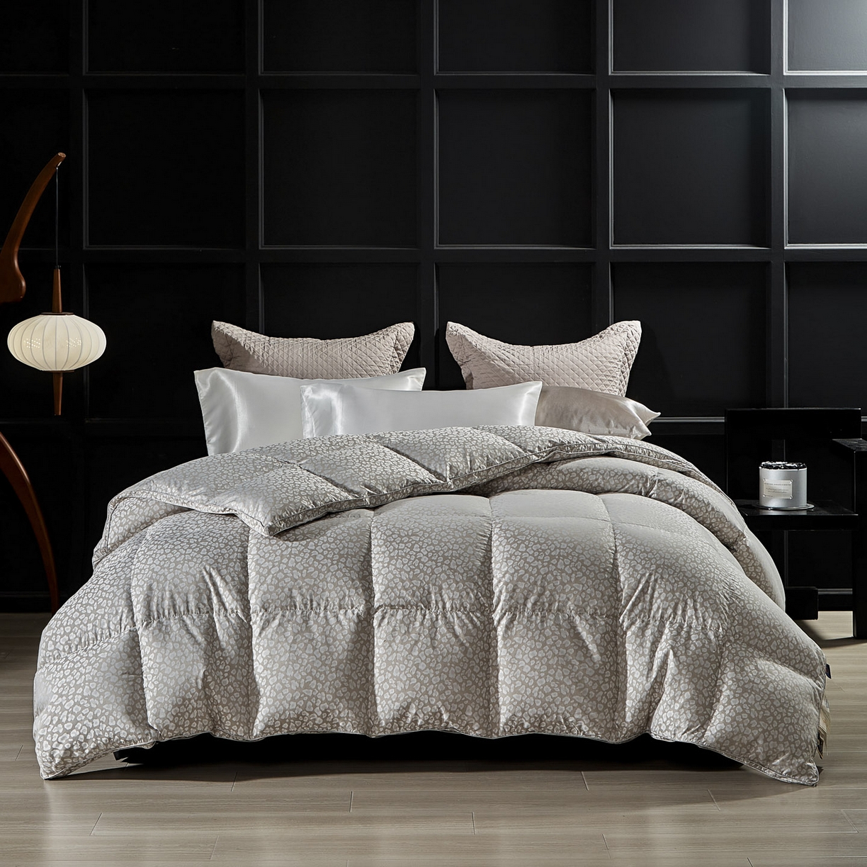 91家纺网 家纺一手货源 找家纺 暖羽屋羽绒馆 2025新款400T鹅绒丝被子 羽绒被双层 秋冬被子羽毛被芯双人加厚春秋被 Q魅惑 灰