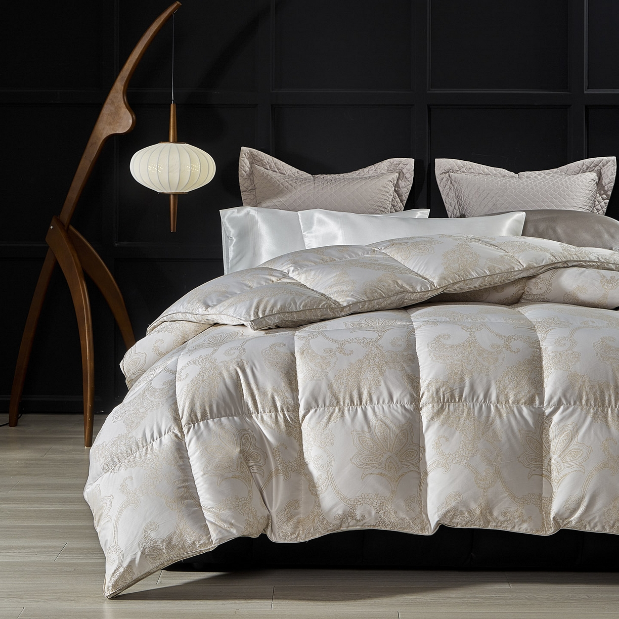 91家纺网 家纺一手货源 找家纺 暖羽屋羽绒馆 2025新款400T鹅绒丝被子 羽绒被双层 秋冬被子羽毛被芯双人加厚春秋被 Q维斯