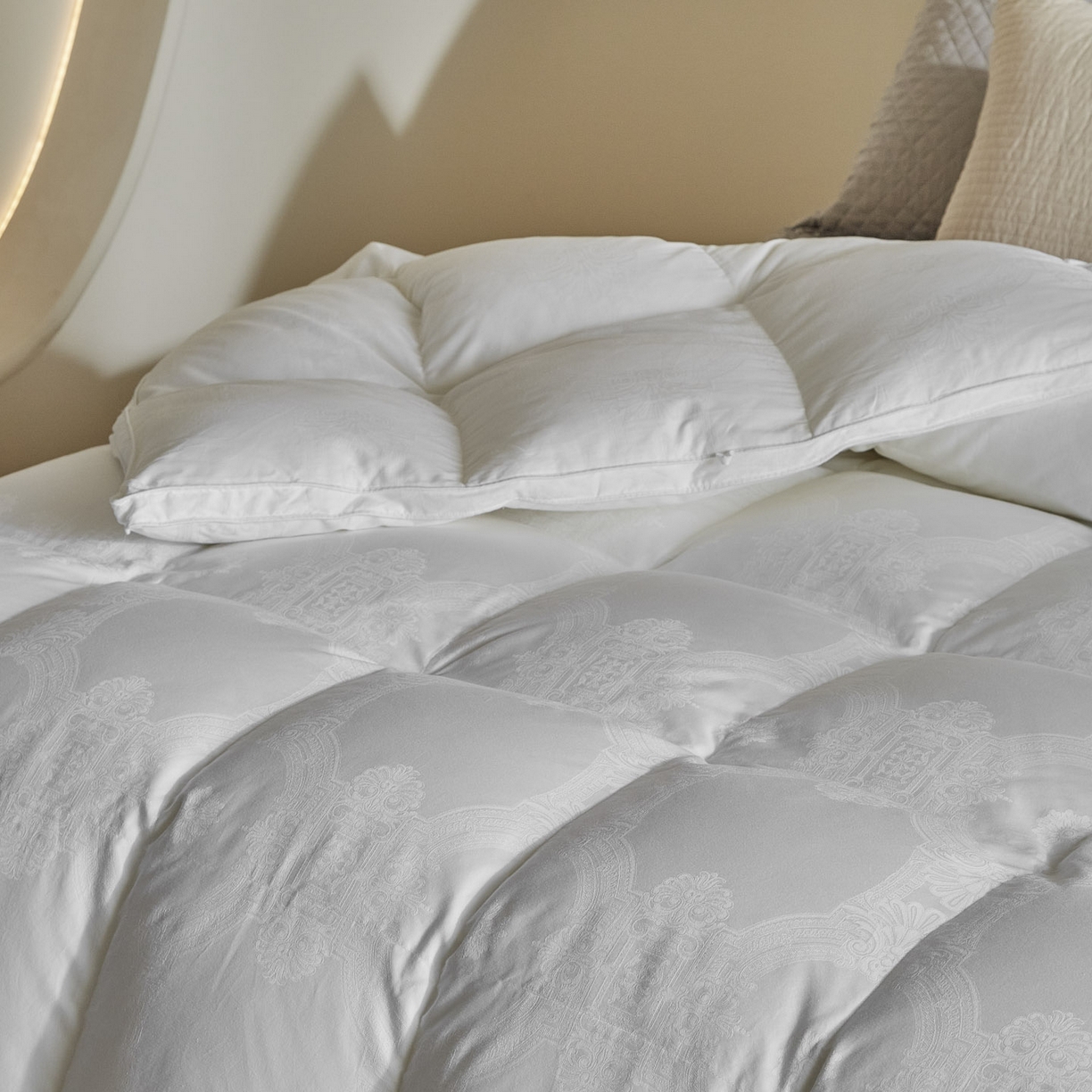 91家纺网 家纺一手货源 找家纺 （总）暖羽屋羽绒馆 2025新款60s纯棉大提花羽绒被芯 白鹅绒丝被 羽毛被子 加厚双层冬被 两米双人冬被