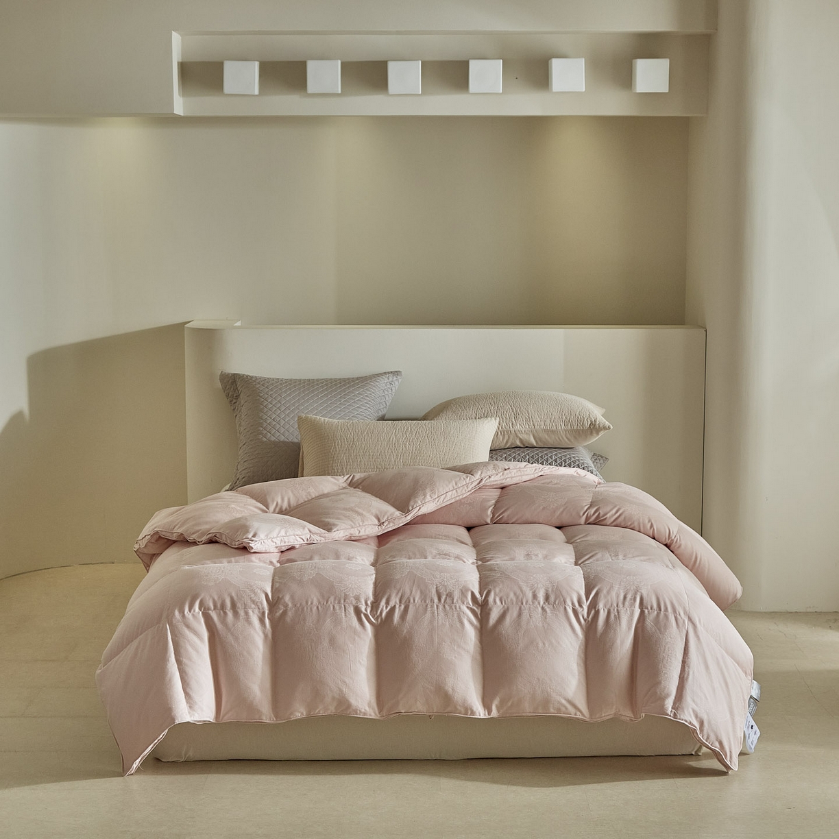 暖羽屋羽绒馆 2025新款60s纯棉大提花羽绒被芯 白鹅绒丝被 羽毛被子 加厚双层冬被 两米双人冬被 普希斯 粉