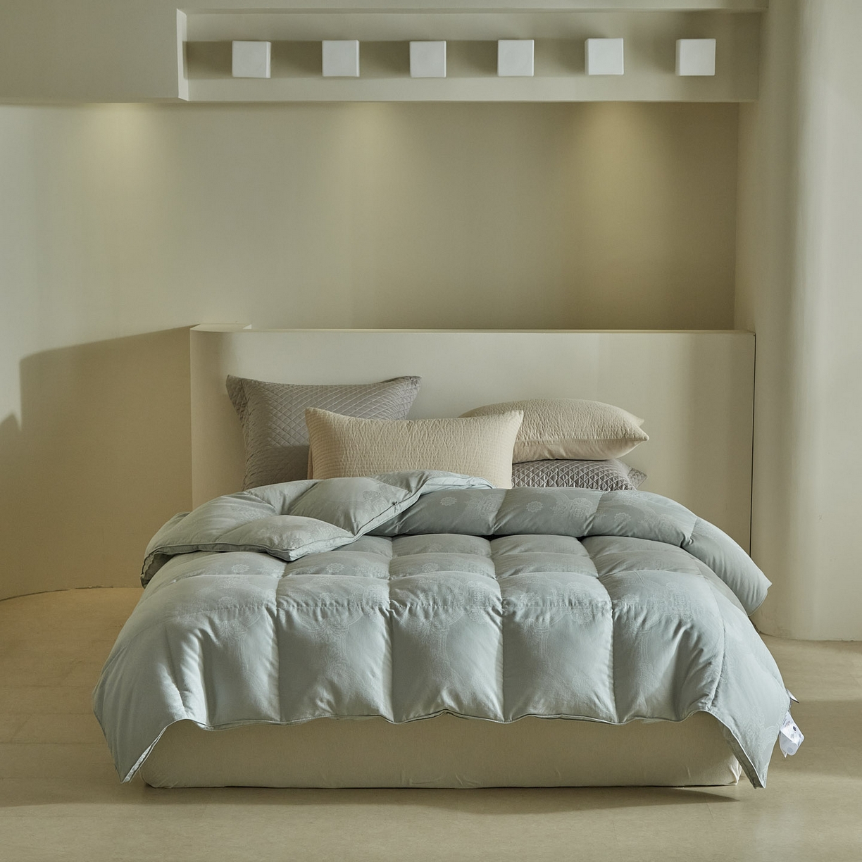 暖羽屋羽绒馆 2025新款60s纯棉大提花羽绒被芯 白鹅绒丝被 羽毛被子 加厚双层冬被 两米双人冬被 普希斯 蓝