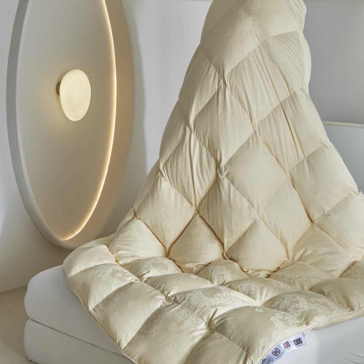 91家纺网 家纺一手货源 找家纺 暖羽屋羽绒馆 2025新款60s纯棉大提花羽绒被芯 白鹅绒丝被 羽毛被子 加厚双层冬被 两米双人冬被 普希斯 棕金