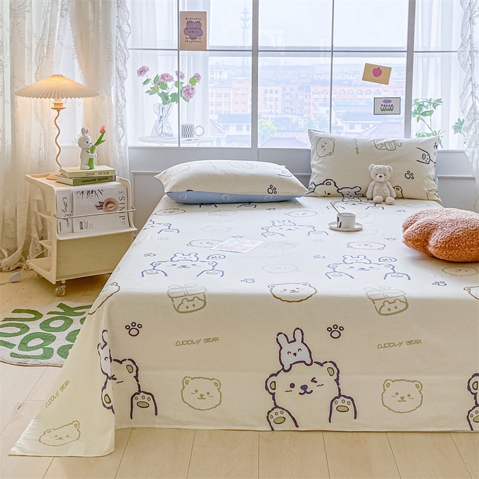 91家纺网 家纺一手货源 找家纺 澜妃 2025新款12868全棉纯棉印花床单 奶油布丁