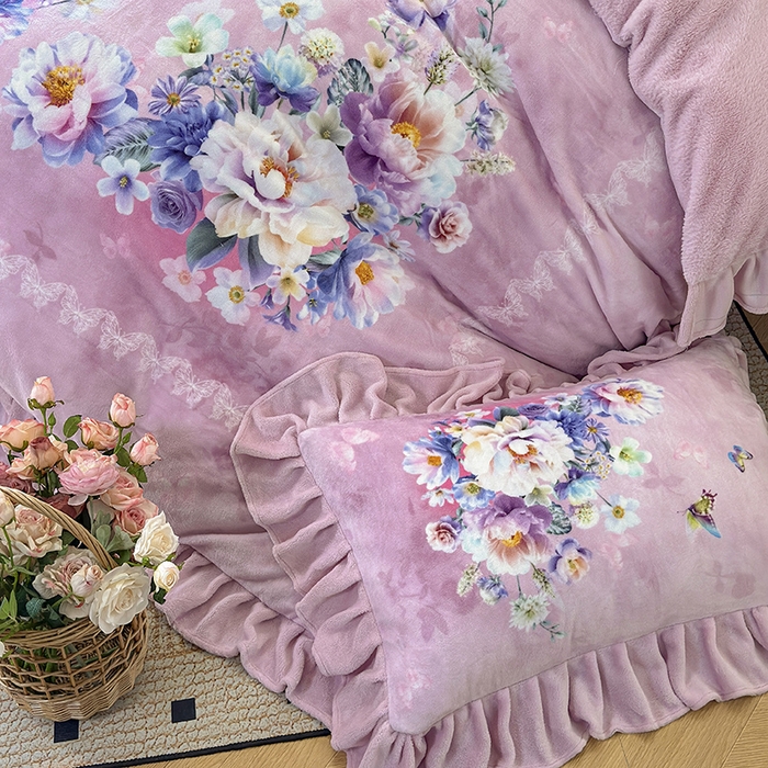 91家纺网 家纺一手货源 找家纺 （总）宜凡家纺 2025新款牛奶绒5D数码大板印花床盖四件套