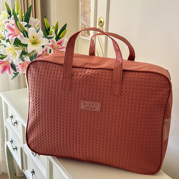 宜凡家纺 2025新款牛奶绒5D数码大板印花床盖四件套 包装袋-红棕