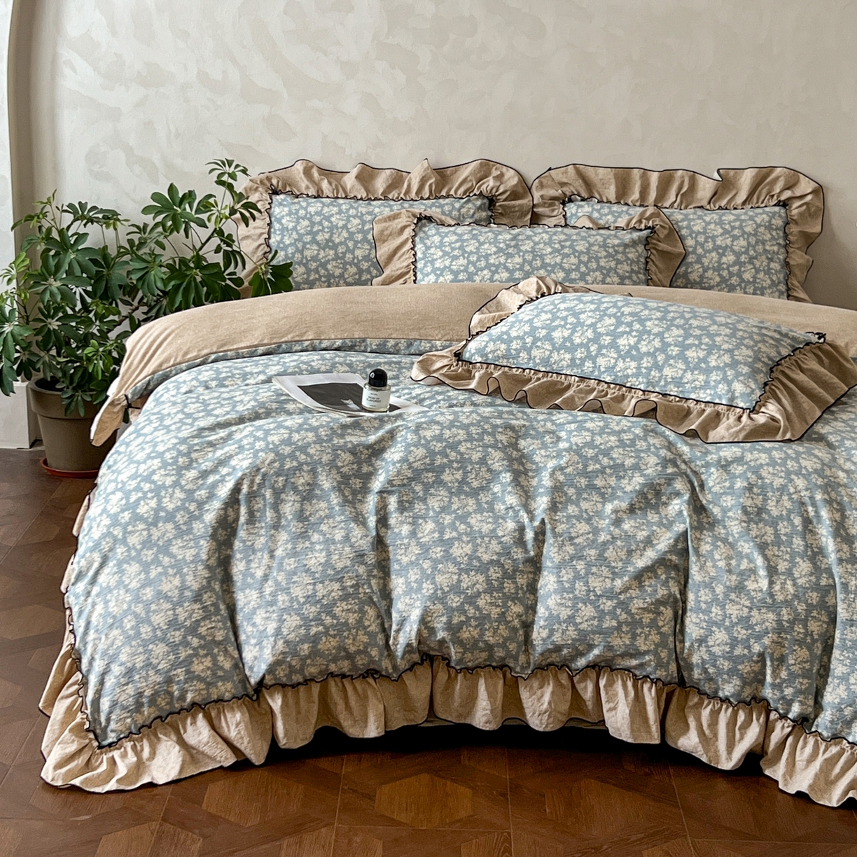 91家纺网 家纺一手货源 找家纺 柔享家（原芷澜家纺） 2025新款秋冬新品A类高克重亚麻复古风原麻棉麻系列四件套 风畔