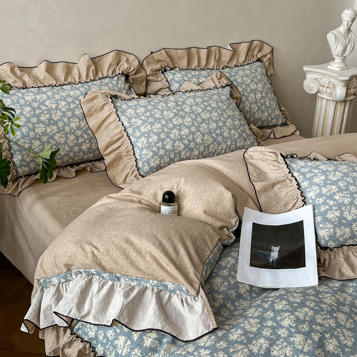 91家纺网 家纺一手货源 找家纺 柔享家（原芷澜家纺） 2025新款秋冬新品A类高克重亚麻复古风原麻棉麻系列四件套 风畔