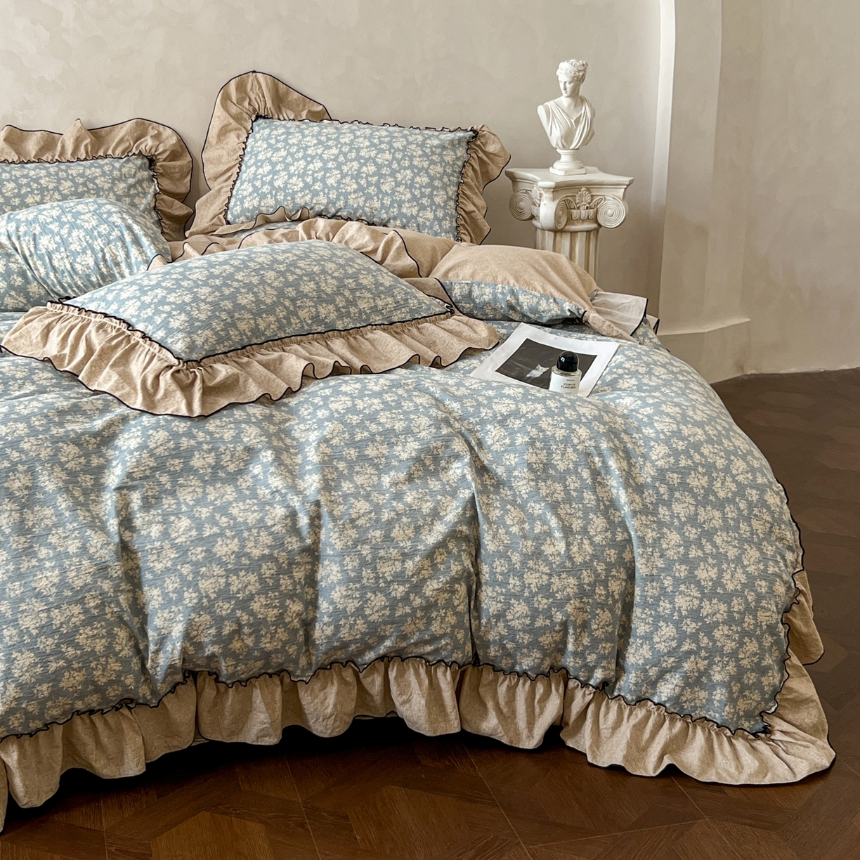 91家纺网 家纺一手货源 找家纺 柔享家（原芷澜家纺） 2025新款秋冬新品A类高克重亚麻复古风原麻棉麻系列四件套 风畔