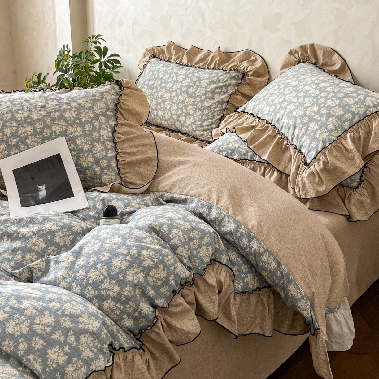 91家纺网 家纺一手货源 找家纺 柔享家（原芷澜家纺） 2025新款秋冬新品A类高克重亚麻复古风原麻棉麻系列四件套 风畔