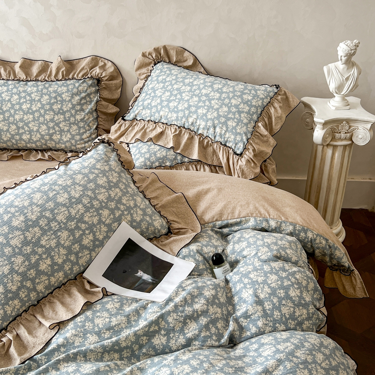 91家纺网 家纺一手货源 找家纺 柔享家（原芷澜家纺） 2025新款秋冬新品A类高克重亚麻复古风原麻棉麻系列四件套 风畔