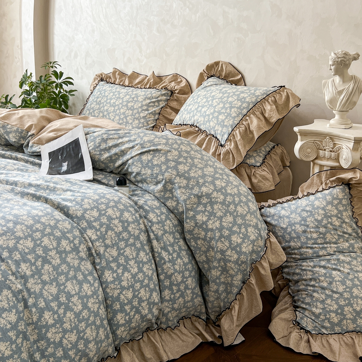 91家纺网 家纺一手货源 找家纺 柔享家（原芷澜家纺） 2025新款秋冬新品A类高克重亚麻复古风原麻棉麻系列四件套 风畔