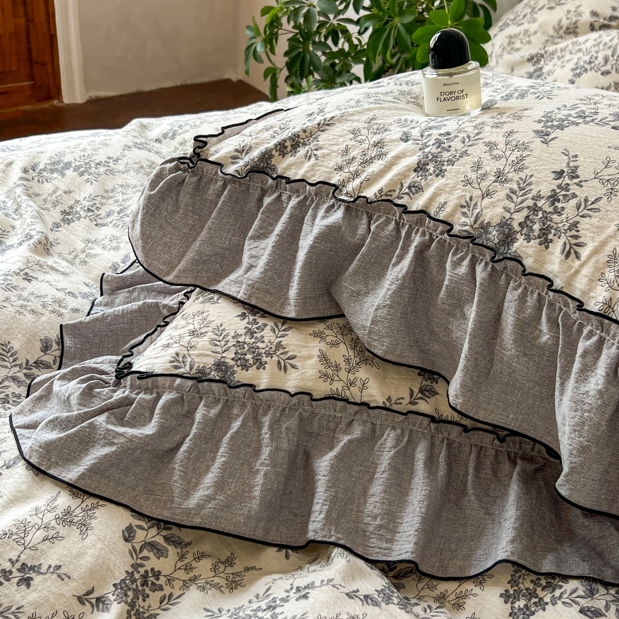 91家纺网 家纺一手货源 找家纺 柔享家（原芷澜家纺） 2025新款秋冬新品A类高克重亚麻复古风原麻棉麻系列四件套 清曲