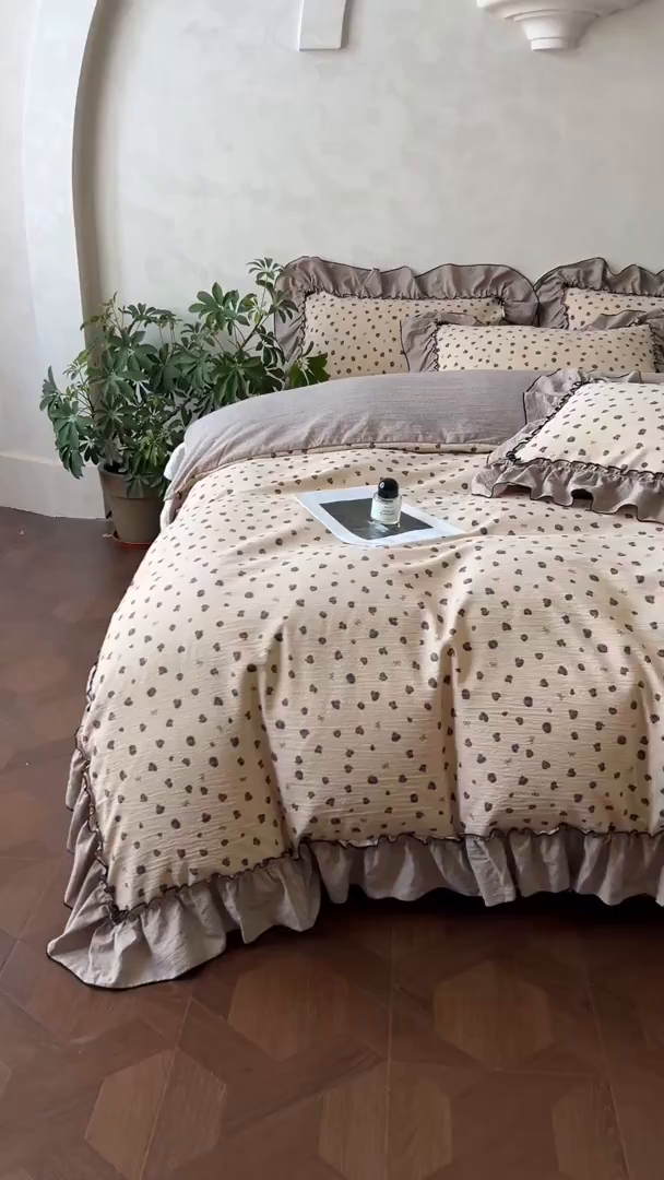 91家纺网 家纺一手货源 找家纺 柔享家（原芷澜家纺） 2025新款秋冬新品A类高克重亚麻复古风原麻棉麻系列四件套 愫影