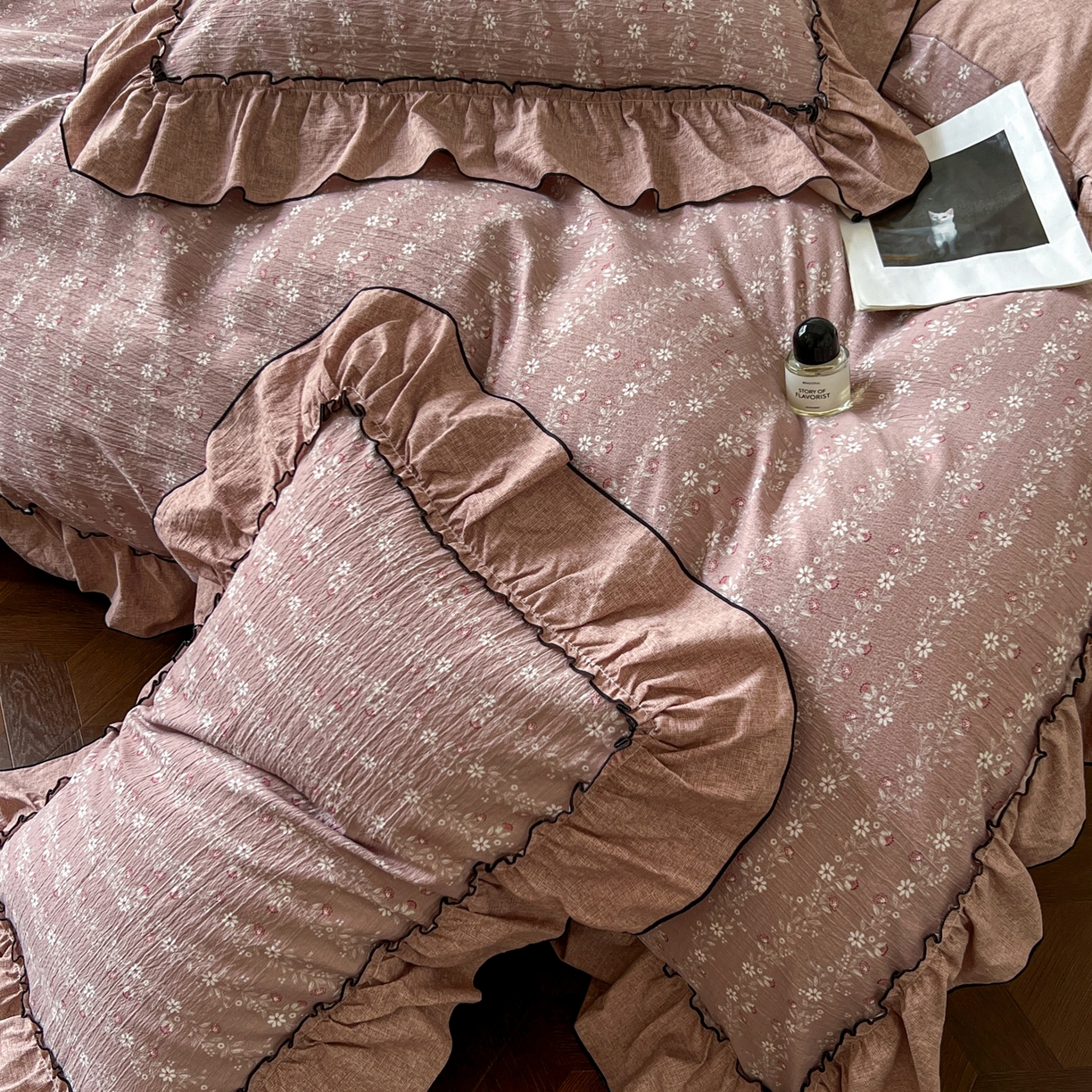 91家纺网 家纺一手货源 找家纺 柔享家（原芷澜家纺） 2025新款秋冬新品A类高克重亚麻复古风原麻棉麻系列四件套 嫣然