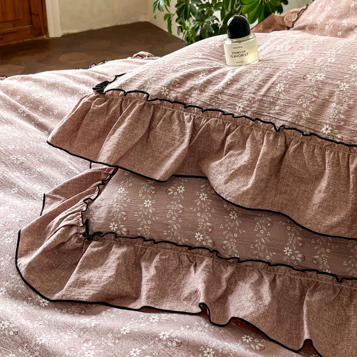 91家纺网 家纺一手货源 找家纺 柔享家（原芷澜家纺） 2025新款秋冬新品A类高克重亚麻复古风原麻棉麻系列四件套 嫣然