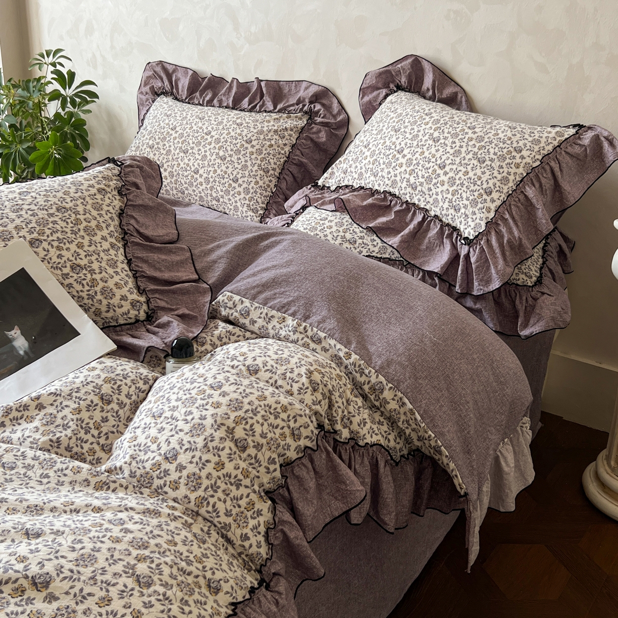 91家纺网 家纺一手货源 找家纺 柔享家（原芷澜家纺） 2025新款秋冬新品A类高克重亚麻复古风原麻棉麻系列四件套 亦柔