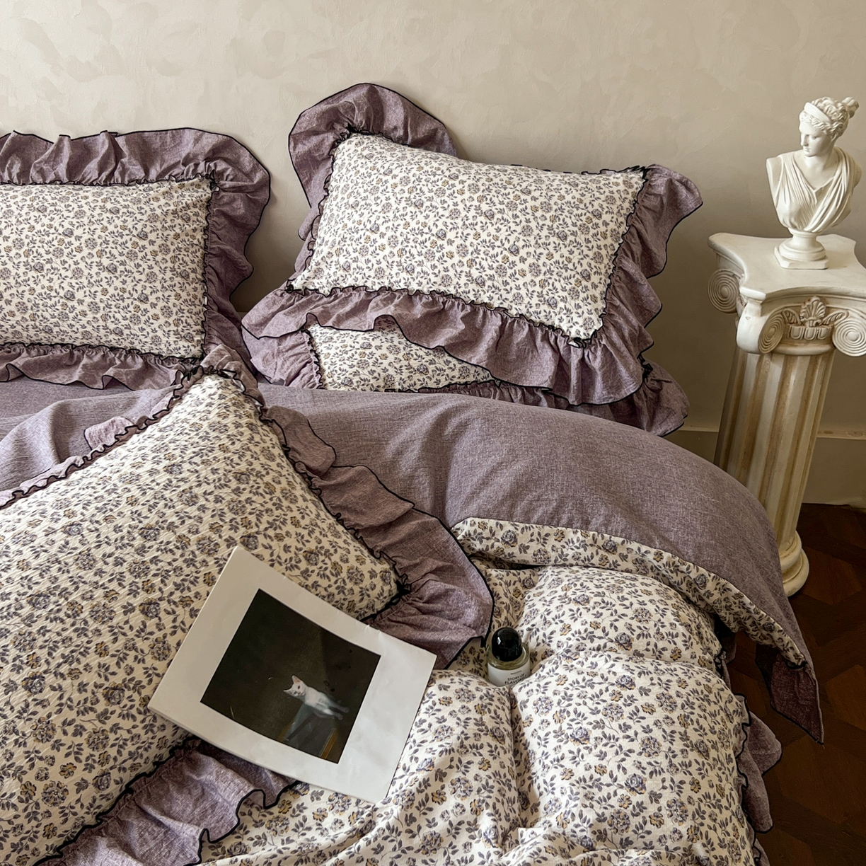 91家纺网 家纺一手货源 找家纺 柔享家（原芷澜家纺） 2025新款秋冬新品A类高克重亚麻复古风原麻棉麻系列四件套 亦柔