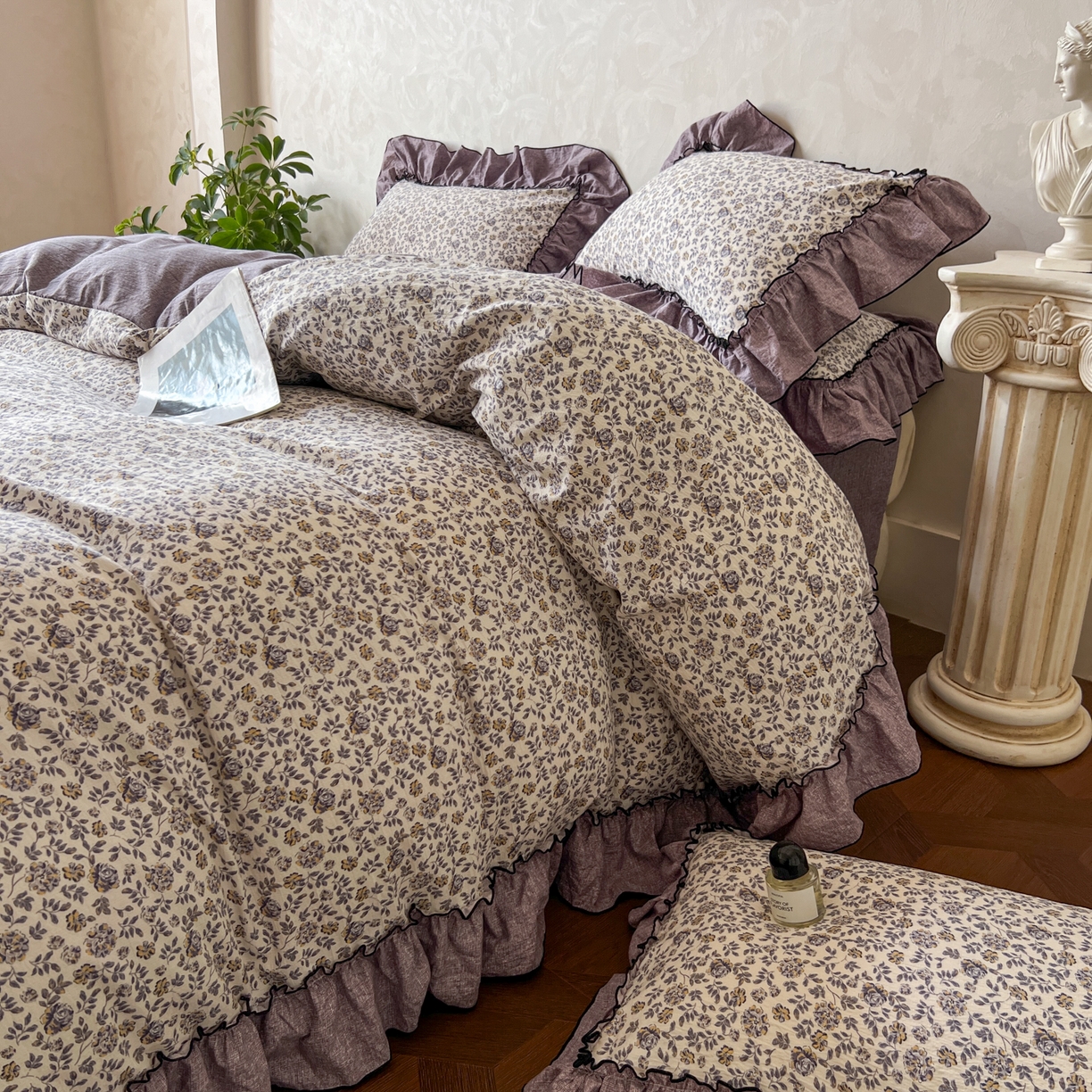 91家纺网 家纺一手货源 找家纺 柔享家（原芷澜家纺） 2025新款秋冬新品A类高克重亚麻复古风原麻棉麻系列四件套 亦柔