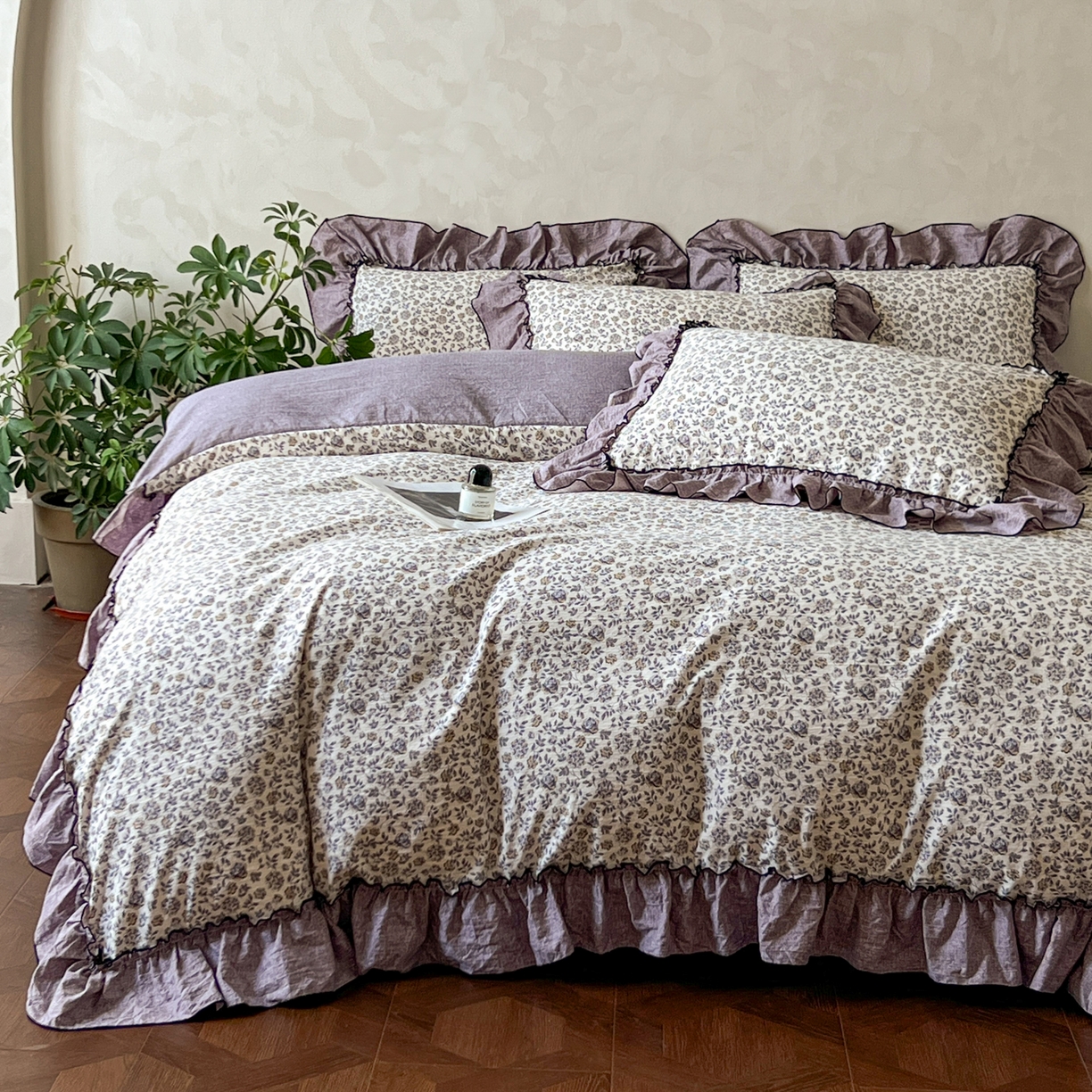 91家纺网 家纺一手货源 找家纺 柔享家（原芷澜家纺） 2025新款秋冬新品A类高克重亚麻复古风原麻棉麻系列四件套 亦柔