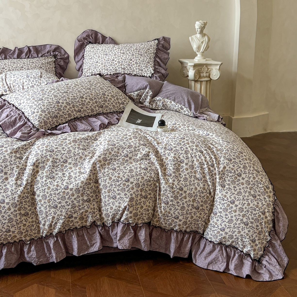 91家纺网 家纺一手货源 找家纺 柔享家（原芷澜家纺） 2025新款秋冬新品A类高克重亚麻复古风原麻棉麻系列四件套 亦柔