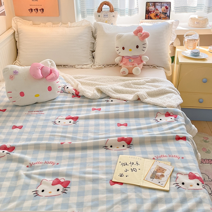 91家纺网 家纺一手货源 找家纺 （总）葡萄家 2025新款A类三丽鸥正版授权少女可爱卡通加厚牛奶绒羊羔绒多功能四季毛毯毯子