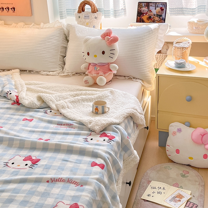 91家纺网 家纺一手货源 找家纺 （总）葡萄家 2025新款A类三丽鸥正版授权少女可爱卡通加厚牛奶绒羊羔绒多功能四季毛毯毯子