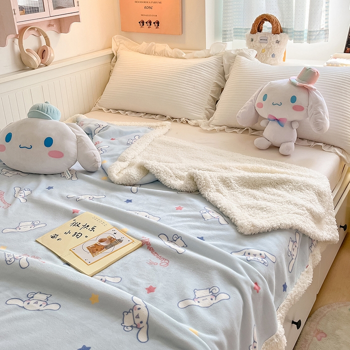 91家纺网 家纺一手货源 找家纺 葡萄家 2025新款A类三丽鸥正版授权少女可爱卡通加厚牛奶绒羊羔绒多功能四季毛毯毯子 绒毛毯-MT三丽鸥迷你大耳狗