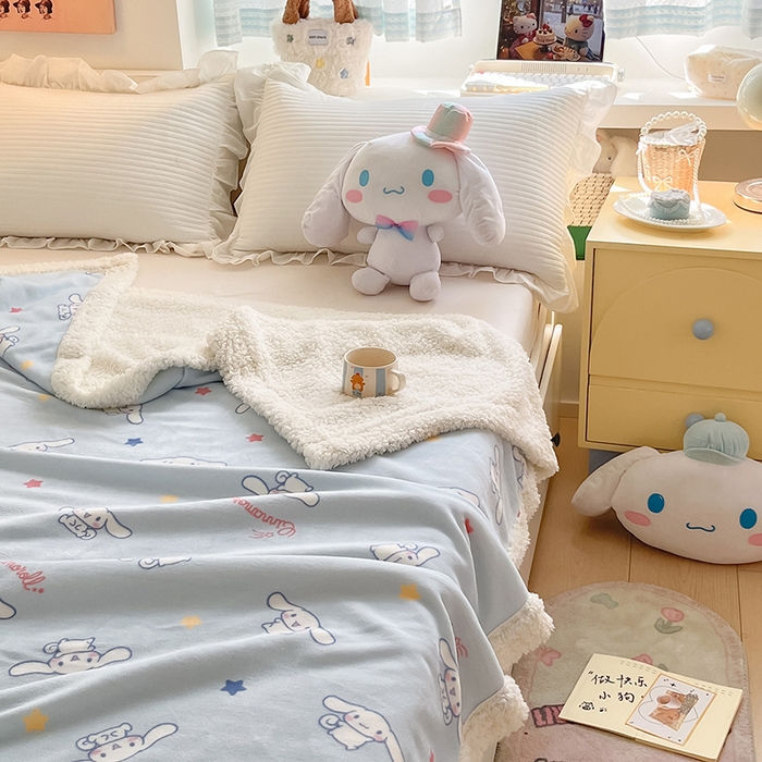 91家纺网 家纺一手货源 找家纺 葡萄家 2025新款A类三丽鸥正版授权少女可爱卡通加厚牛奶绒羊羔绒多功能四季毛毯毯子 绒毛毯-MT三丽鸥迷你大耳狗