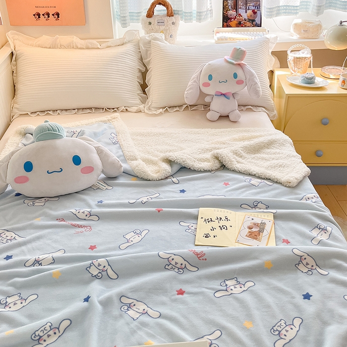 91家纺网 家纺一手货源 找家纺 葡萄家 2025新款A类三丽鸥正版授权少女可爱卡通加厚牛奶绒羊羔绒多功能四季毛毯毯子 绒毛毯-MT三丽鸥迷你大耳狗