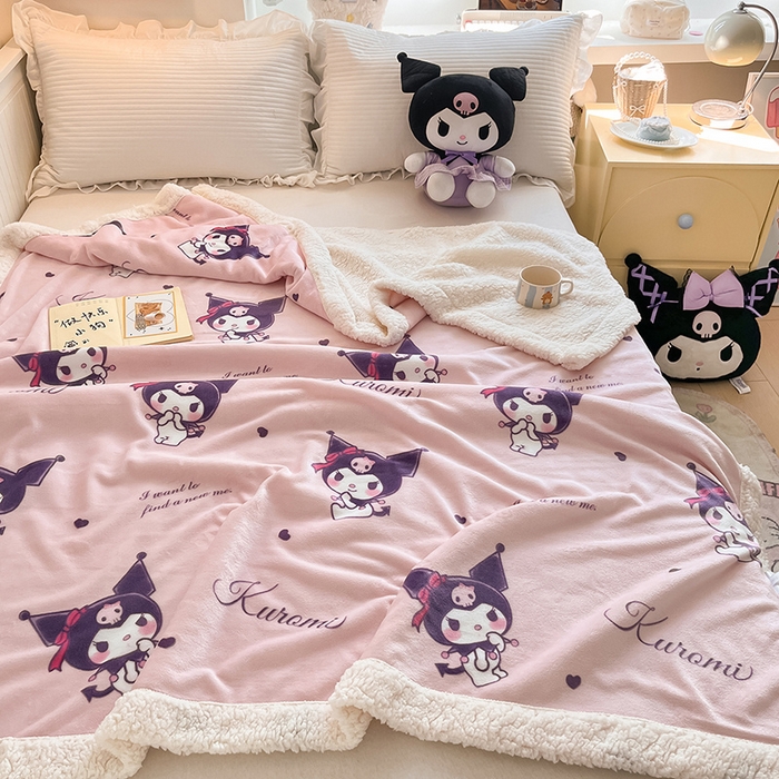 葡萄家 2025新款A类三丽鸥正版授权少女可爱卡通加厚牛奶绒羊羔绒多功能四季毛毯毯子 绒毛毯-MT三丽鸥粉梦库洛米