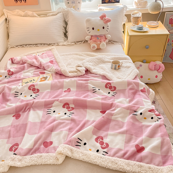 91家纺网 家纺一手货源 找家纺 （总）葡萄家 2025新款A类三丽鸥正版授权少女可爱卡通加厚牛奶绒羊羔绒多功能四季毛毯毯子