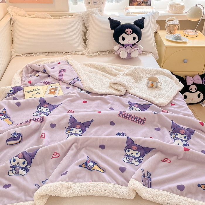 葡萄家 2025新款A类三丽鸥正版授权少女可爱卡通加厚牛奶绒羊羔绒多功能四季毛毯毯子 绒毛毯-MT三丽鸥天天库洛米