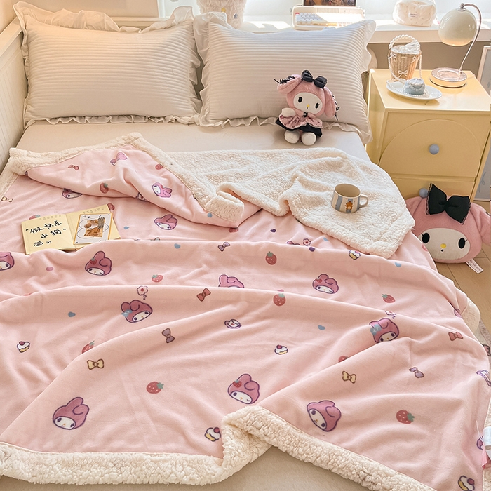 葡萄家 2025新款A类三丽鸥正版授权少女可爱卡通加厚牛奶绒羊羔绒多功能四季毛毯毯子 绒毛毯-MT三丽鸥草莓美乐蒂