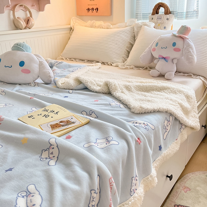 91家纺网 家纺一手货源 找家纺 葡萄家 2025新款A类三丽鸥正版授权少女可爱卡通加厚牛奶绒羊羔绒多功能四季毛毯毯子 绒毛毯-MT三丽鸥迷你大耳狗