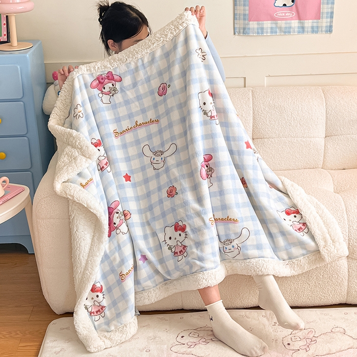 91家纺网 家纺一手货源 找家纺 葡萄家 2025新款A类三丽鸥正版授权少女可爱卡通加厚牛奶绒羊羔绒多功能四季毛毯毯子 绒毛毯-MT三丽鸥梦幻甜心