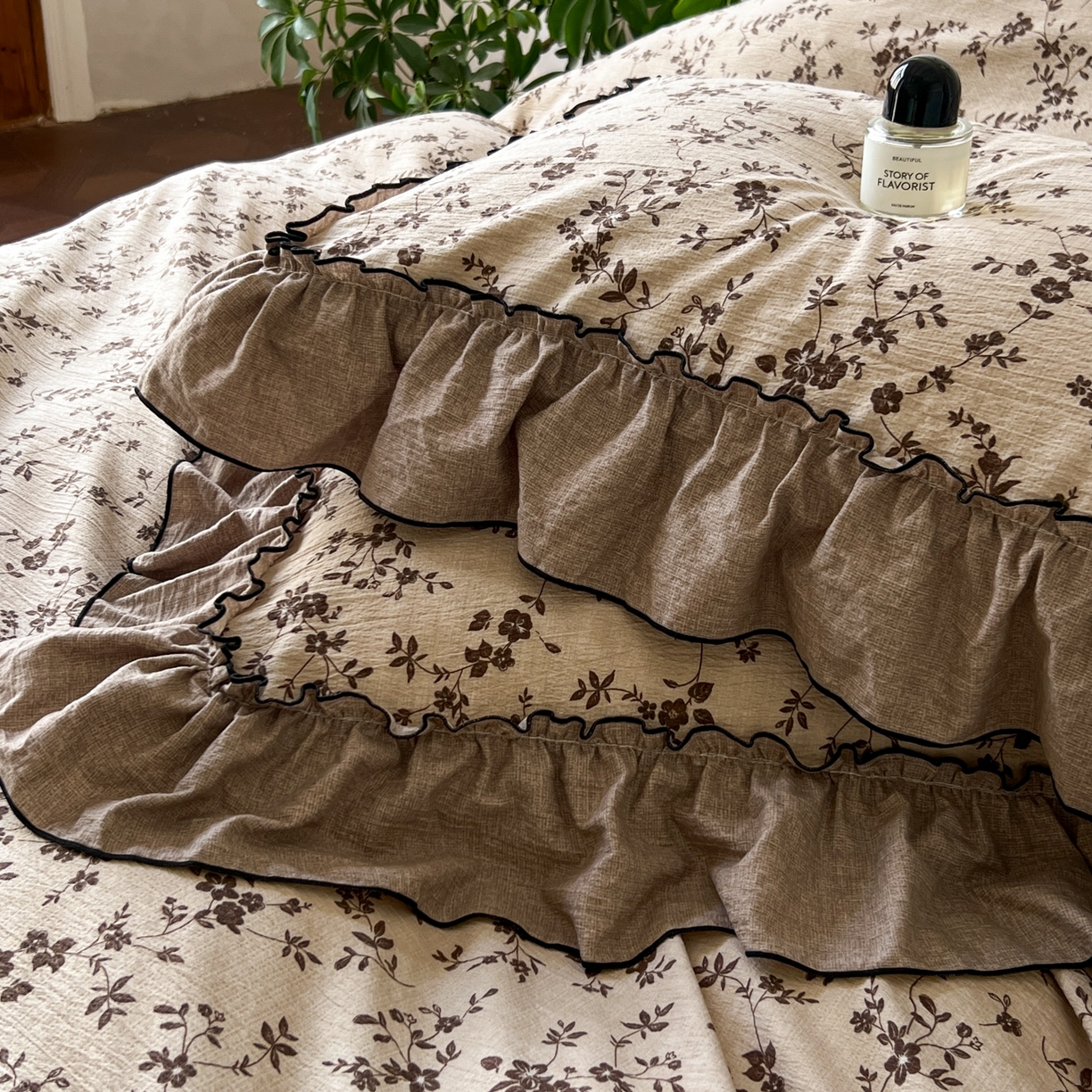 91家纺网 家纺一手货源 找家纺 柔享家（原芷澜家纺） 2025新款秋冬新品A类高克重亚麻复古风原麻棉麻系列四件套 鸢语