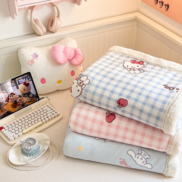 91家纺网 家纺一手货源 找家纺 葡萄家 2025新款A类三丽鸥正版授权少女可爱卡通加厚牛奶绒羊羔绒多功能四季毛毯毯子 组合图 仅供参考不可下单